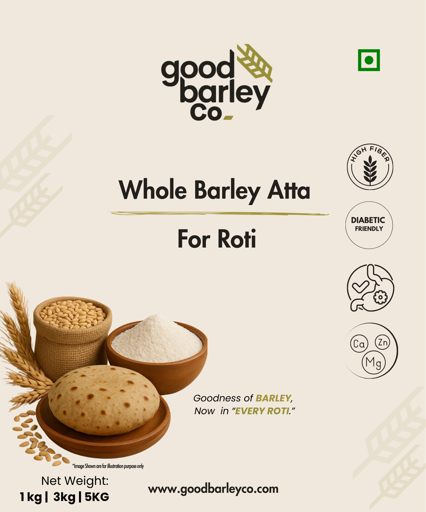 WHOLE BARLEY ATTA - FOR ROTI