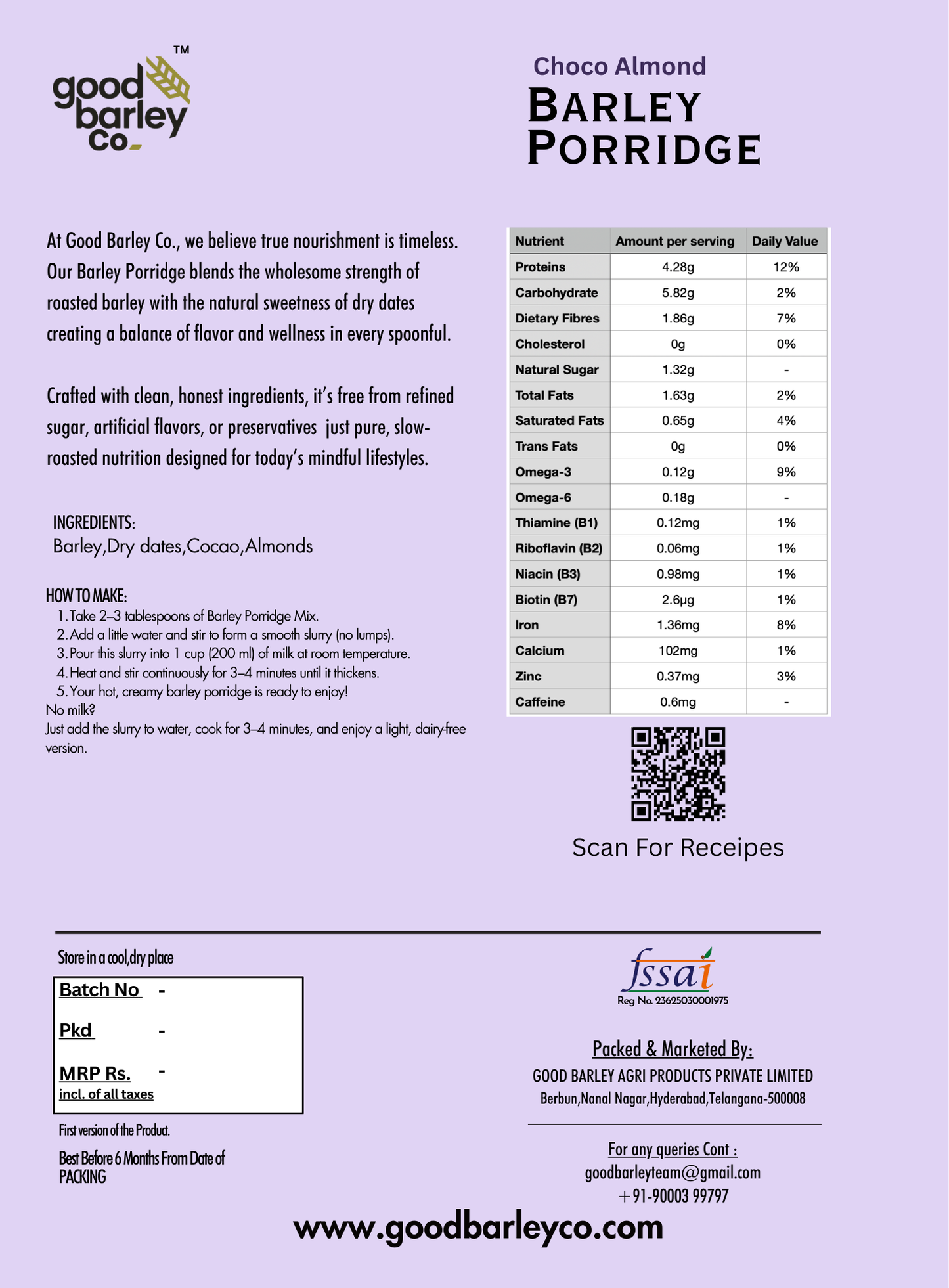 Barley Porridge - Choco Almond