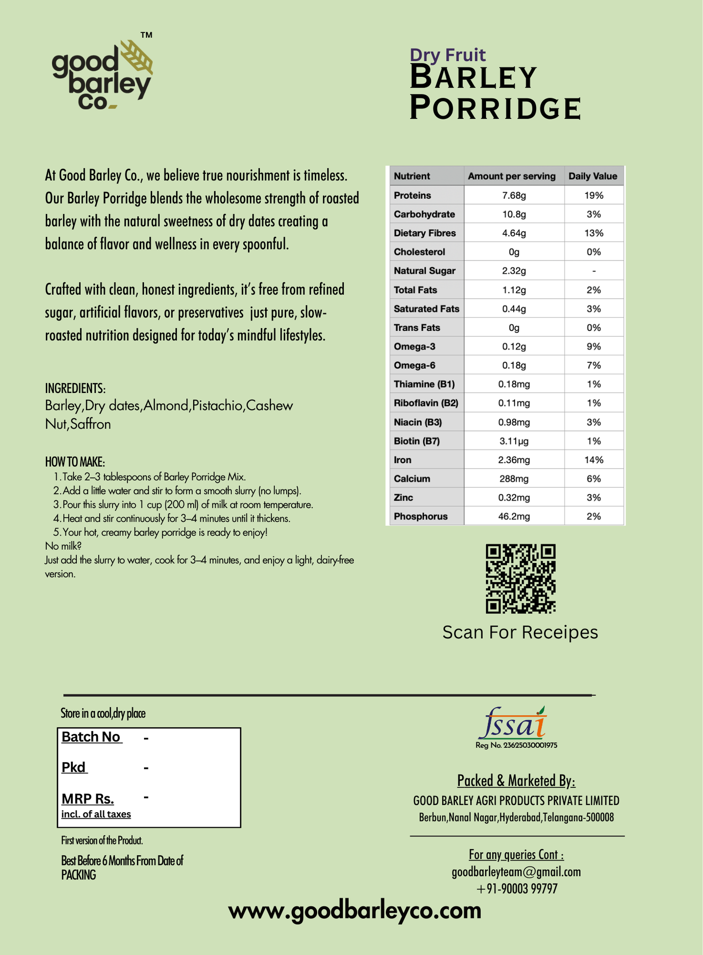 Barley Porridge - Dry Fruit
