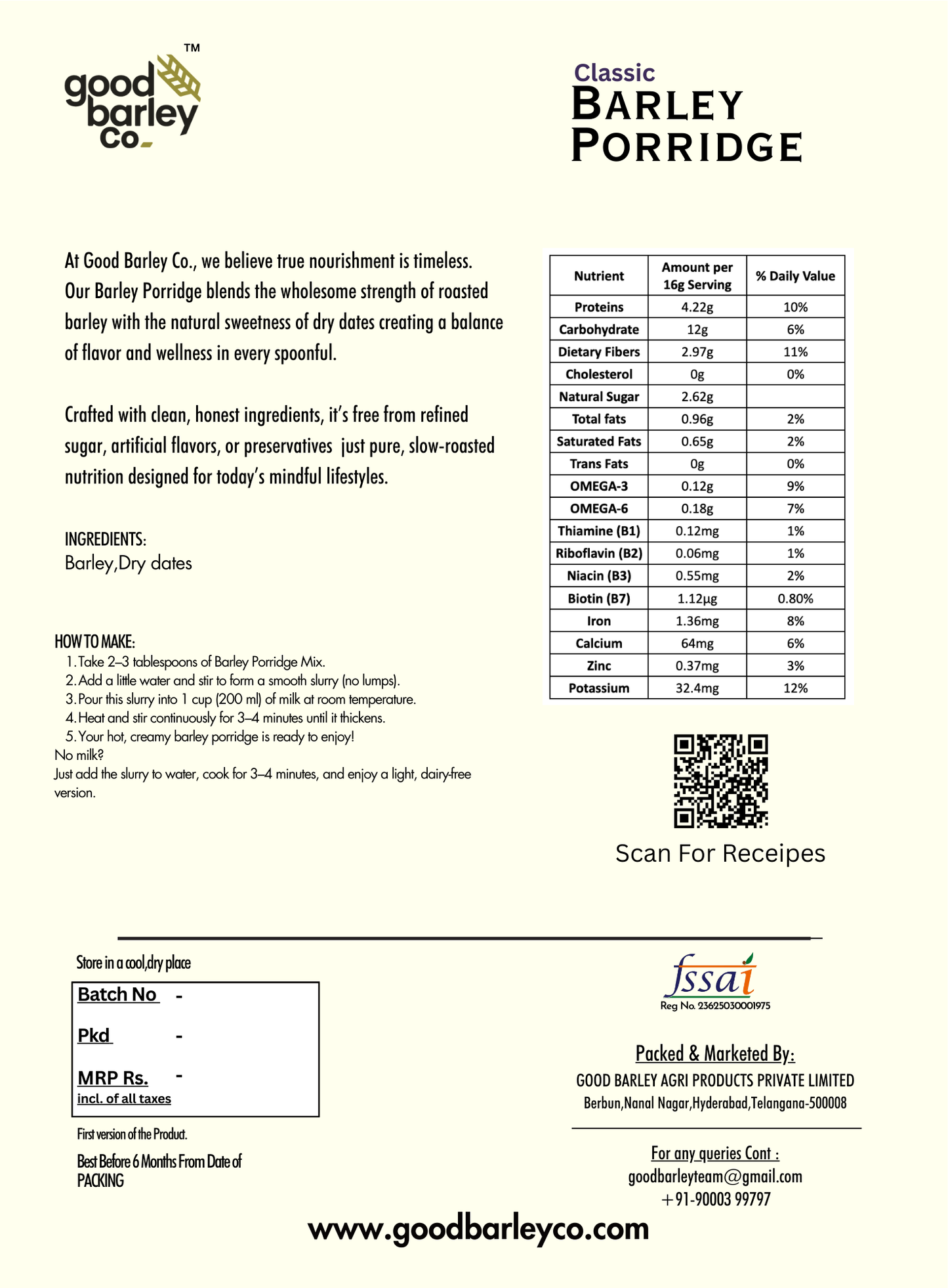 Barley Porridge - Classic